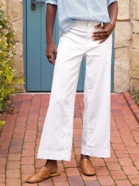 Frank & Eileen Wexford Wide Leg White Linen Blend Pants